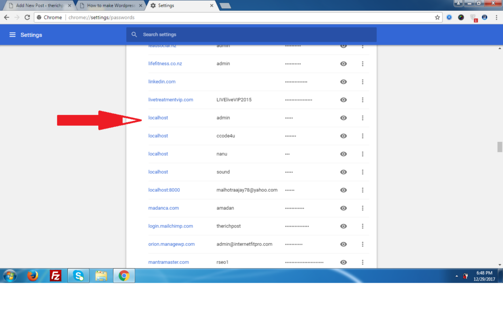 chrome settings passwords