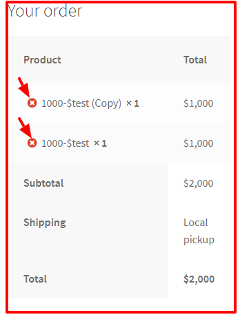 Add remove Product button on Woocommerce Checkout Page