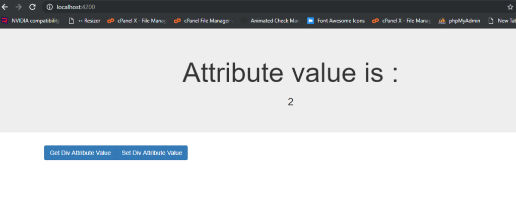 How to set and get div attribute value on button click in Angular 7?