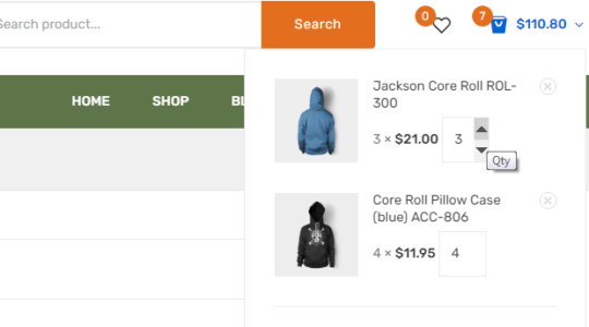 Woocommerce mini cart add change quantity buttons