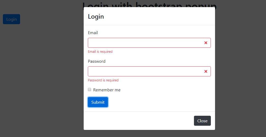 Angular 9 bootstrap 4.5 popup login form - therichpost