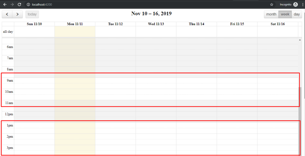 How to implement Business Hours Fullcalendar  in Angular 8?