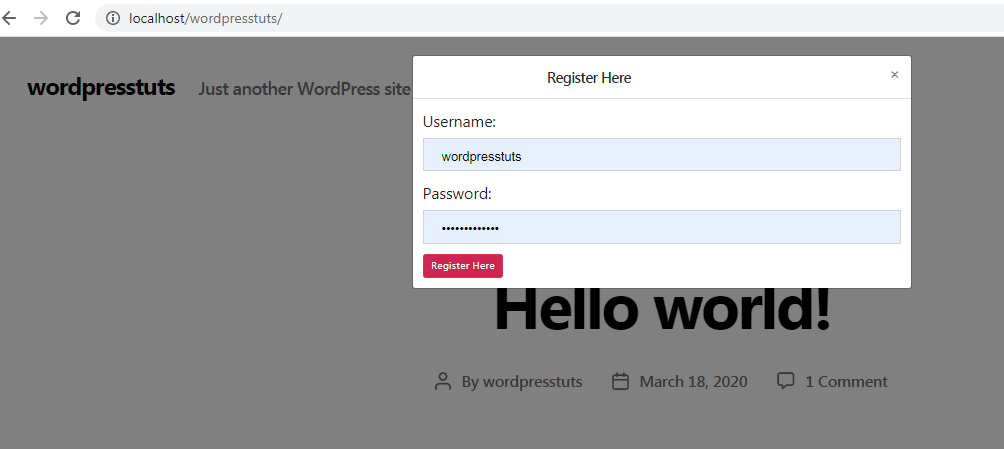 wordpress user registration frontend
