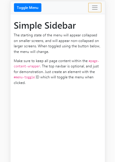 Bootstrap Angular Template Mobile View