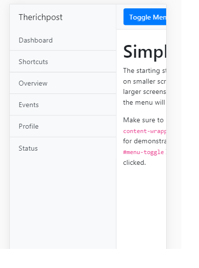 Bootstrap Angular Template Mobile View with Sidebar Opened