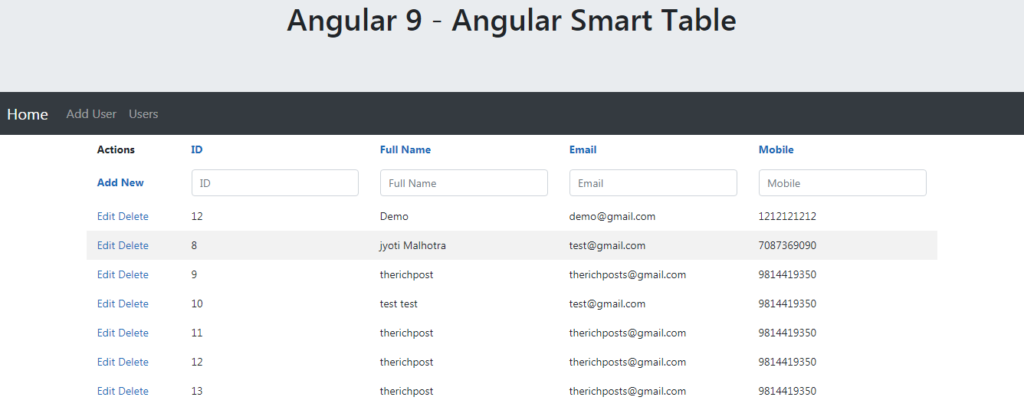 Angular Smart Table