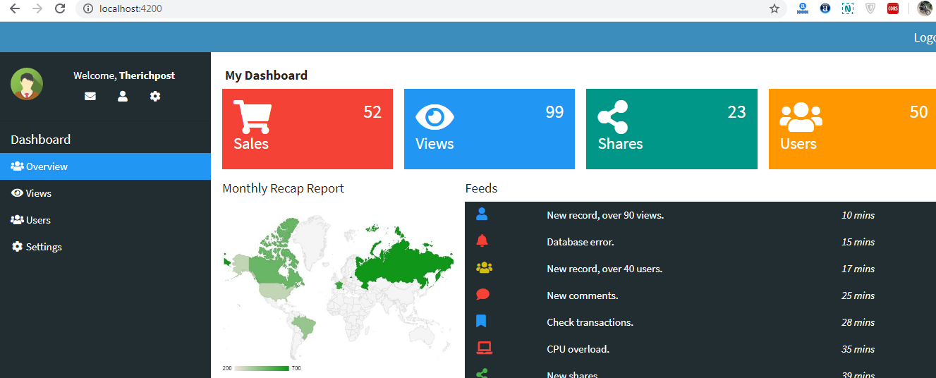 Angular 9 Admin Dashboard Template Free Part 2 Therichpost