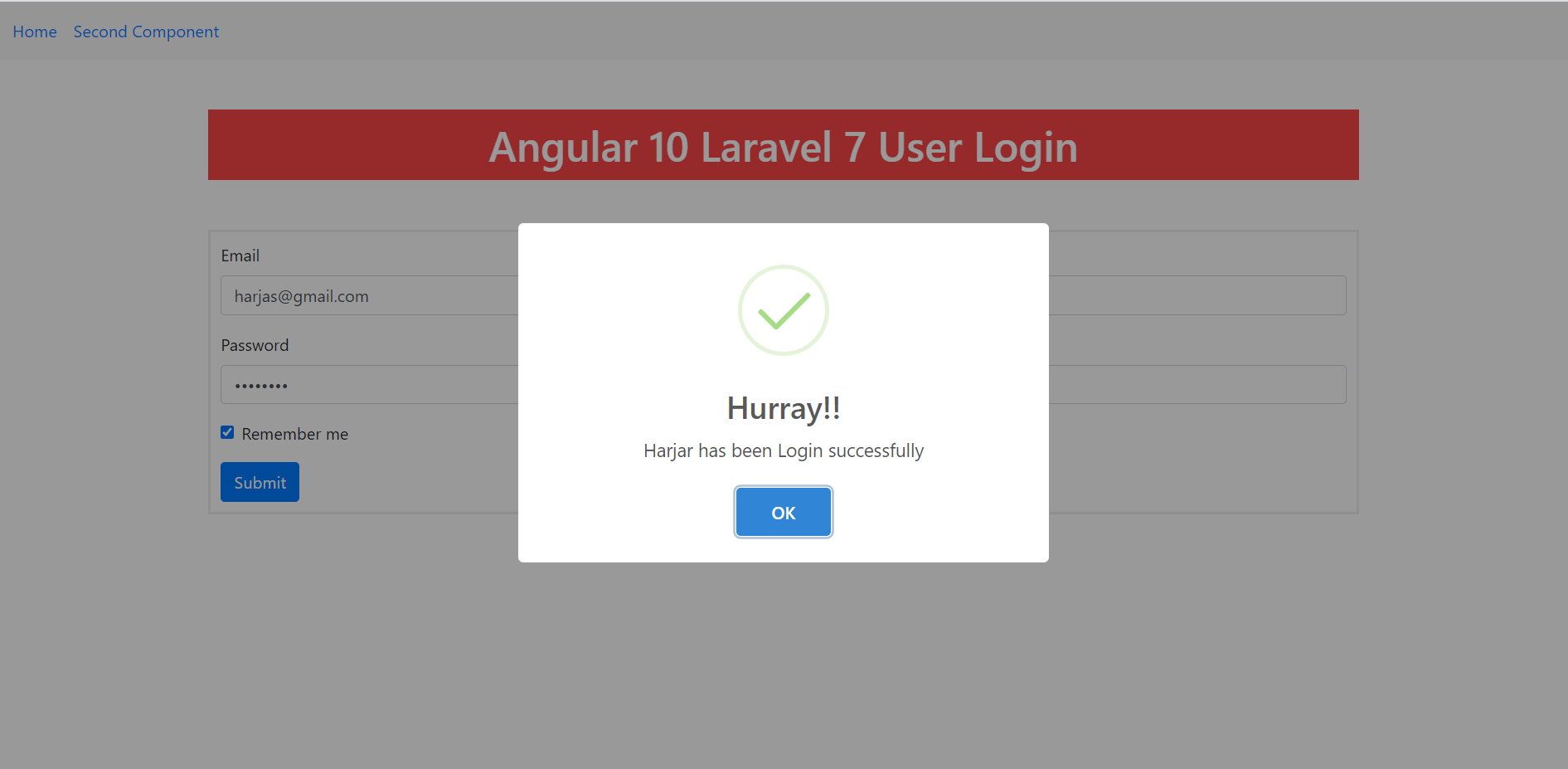 Angular 10 Laravel 7 User Login