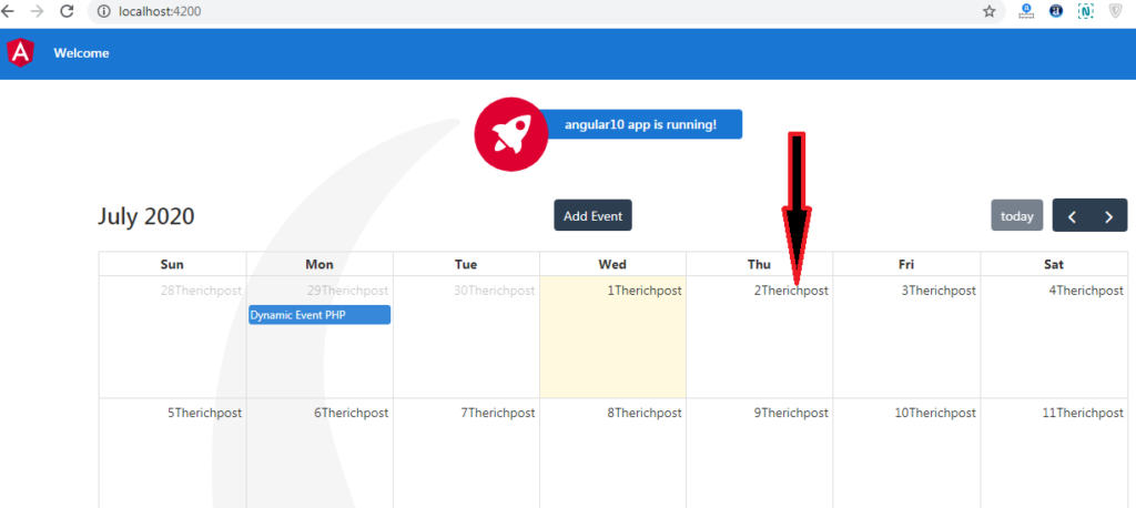 Angular fullcalendar show custom text in each cell