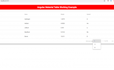 Angular 10 material table with sorting pagination working example