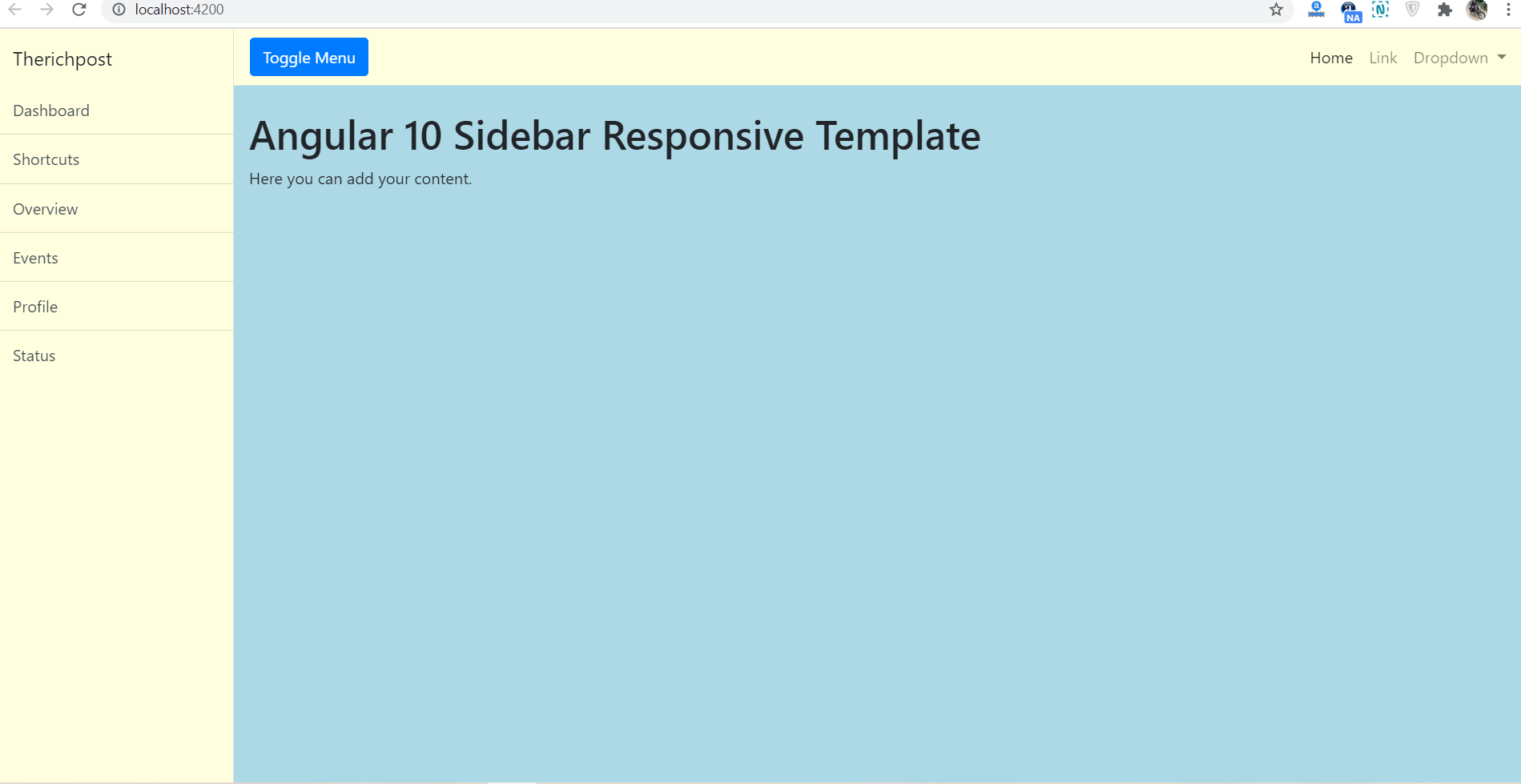 Angular 10 Responsive Sidebar Template Free