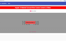 How to display text over angular material carousel slider?