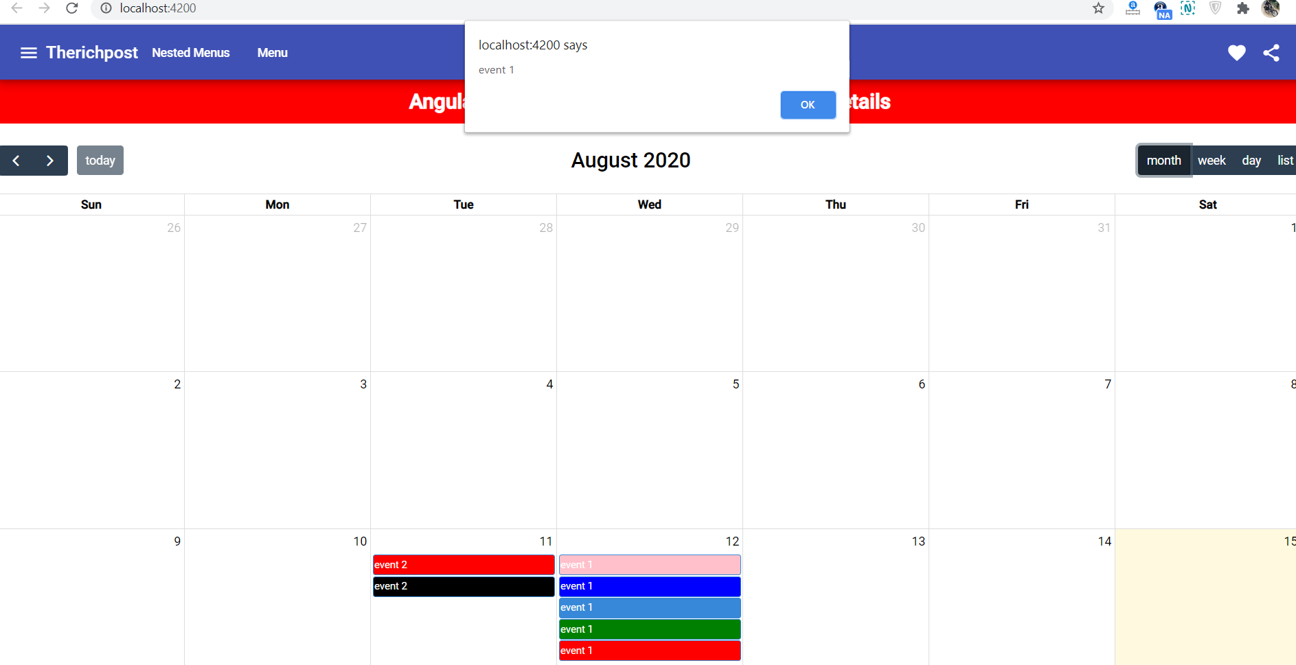 How to get event details on event click fullcalendar in angular 10?