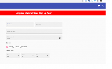 How to make user registration form with angular material