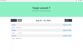 Vue Laravel 7 FullCalendar List View Working Example