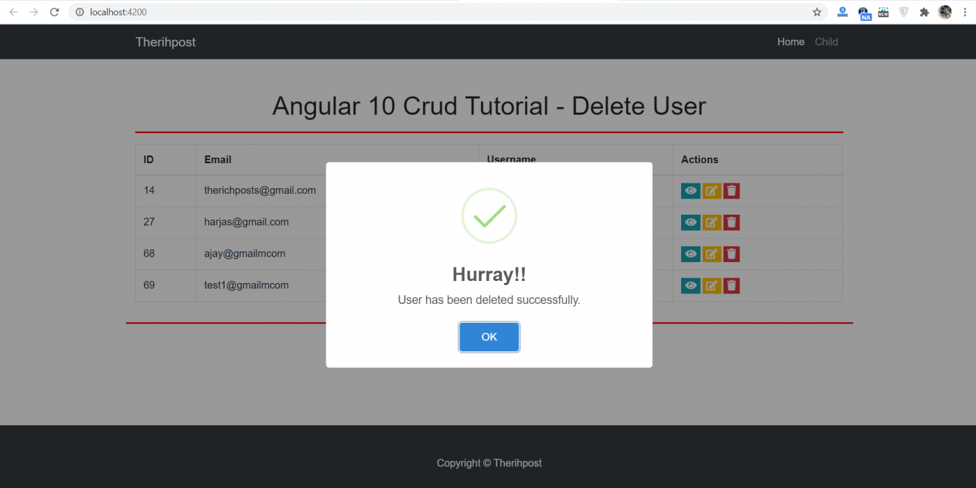 Angular 10 Crud Tutorial - Delete User