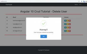 Angular 10 Crud Tutorial - Delete User