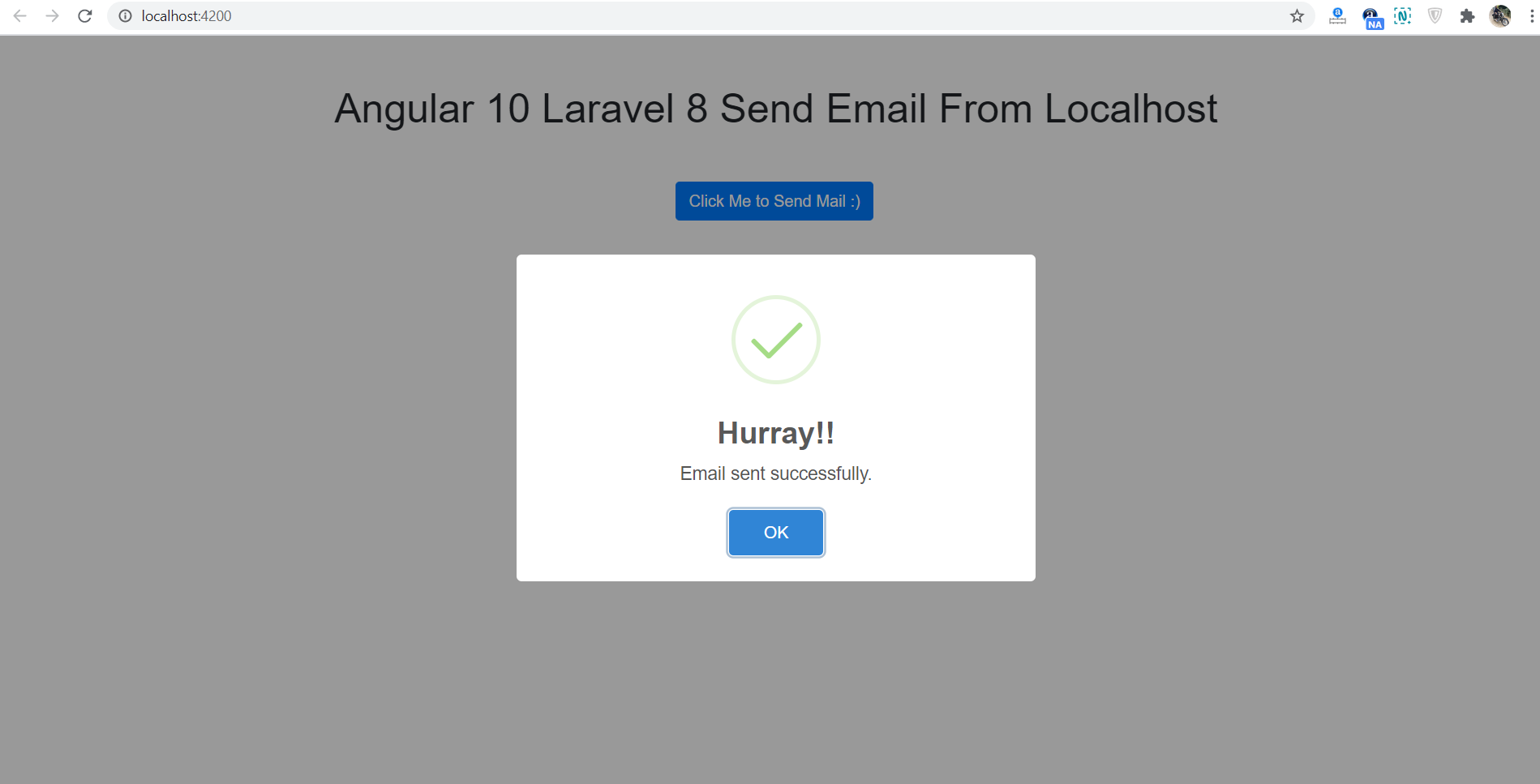 Angular 10 Laravel 8 Send Email From Localhost