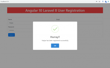 Angular 10 Laravel 8 User Registration Working Demo