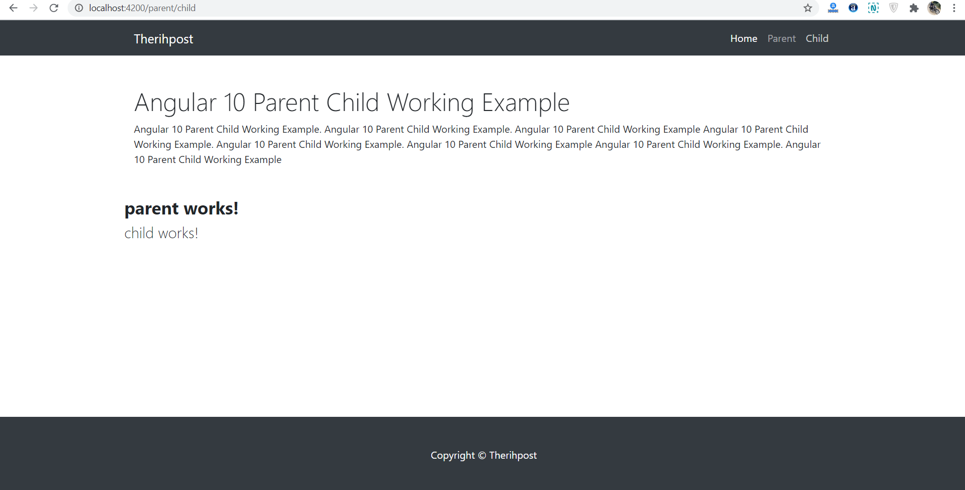 Angular 10 Parent Child Components Working Example