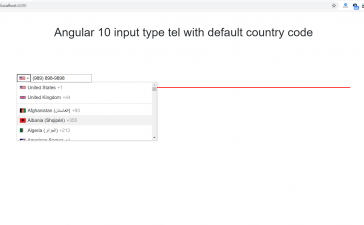 Angular 10 input type tel with default country code