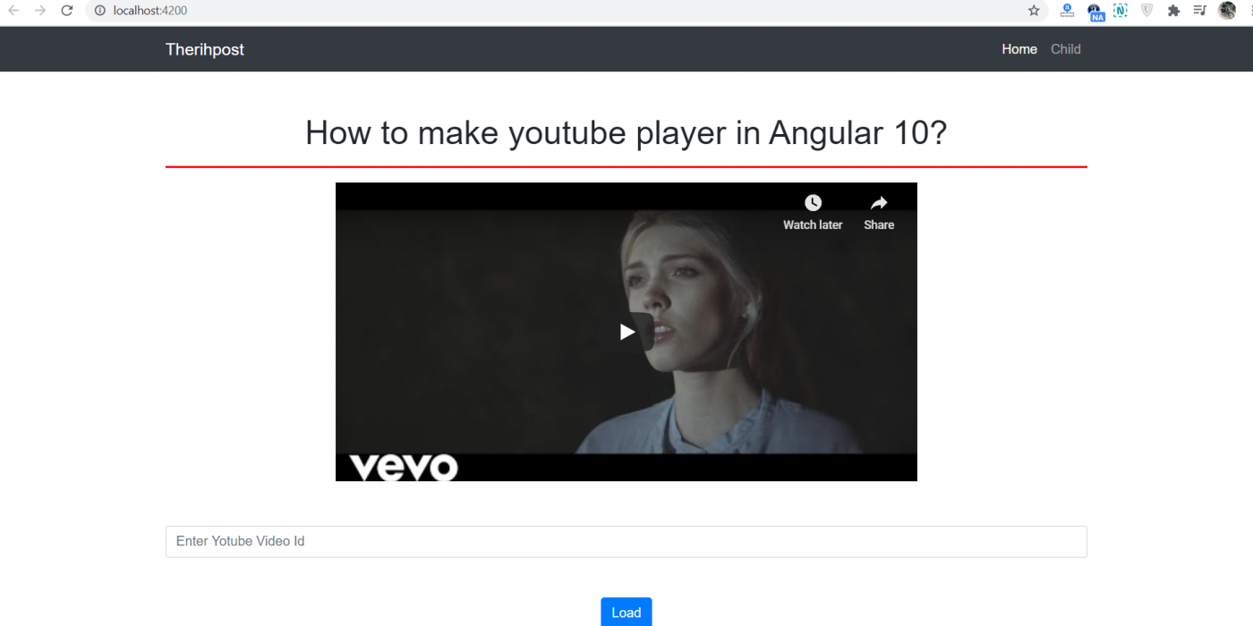 How to make YouTube player in Angular 10?