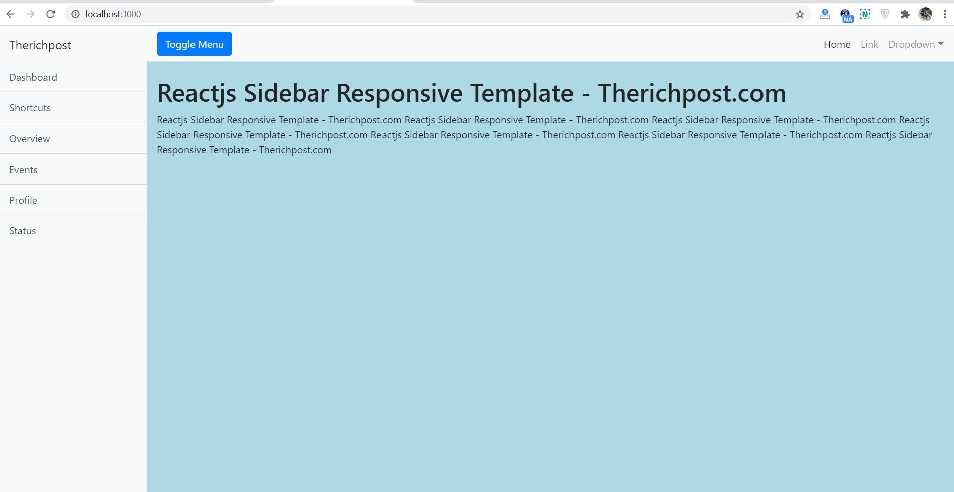 Reactjs Responsive Sidebar Template Free