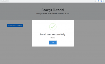 Reactjs Laravel 8 Send Email From Localhost