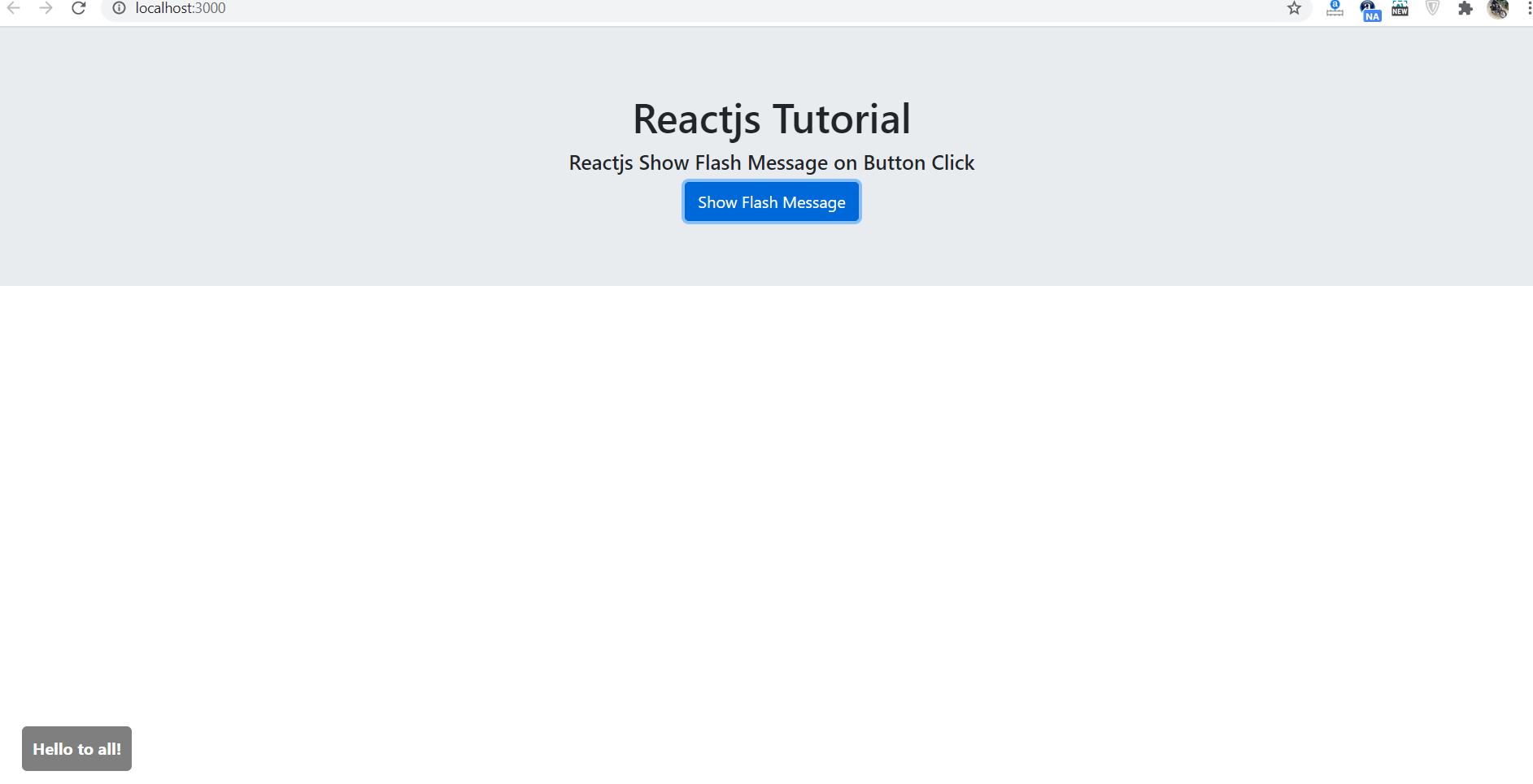 Reactjs Show Flash Message on Button Click