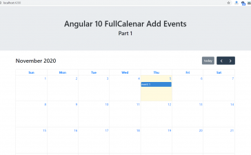 Angular 10 FullCalendar Add Event Demo Part 1 with Source Code