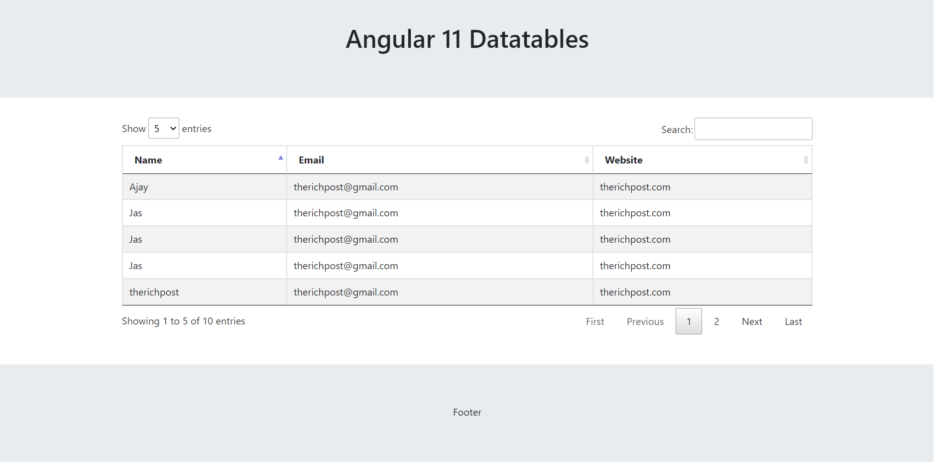 Angular 11 Datatable Working Example
