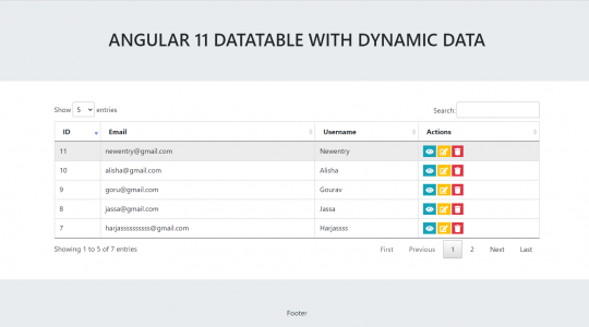 Angular 11 Datatable with Dynamic Data