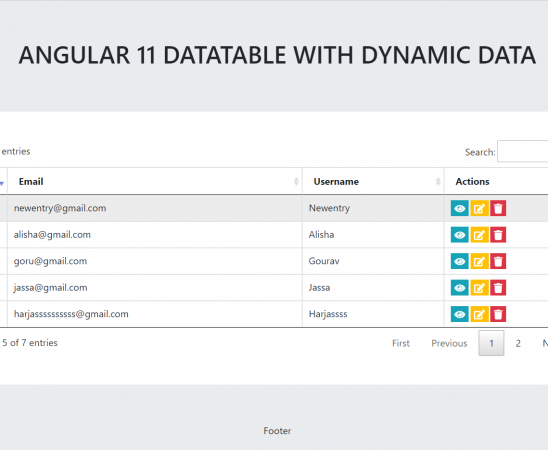 Angular 11 Datatable with Dynamic Data