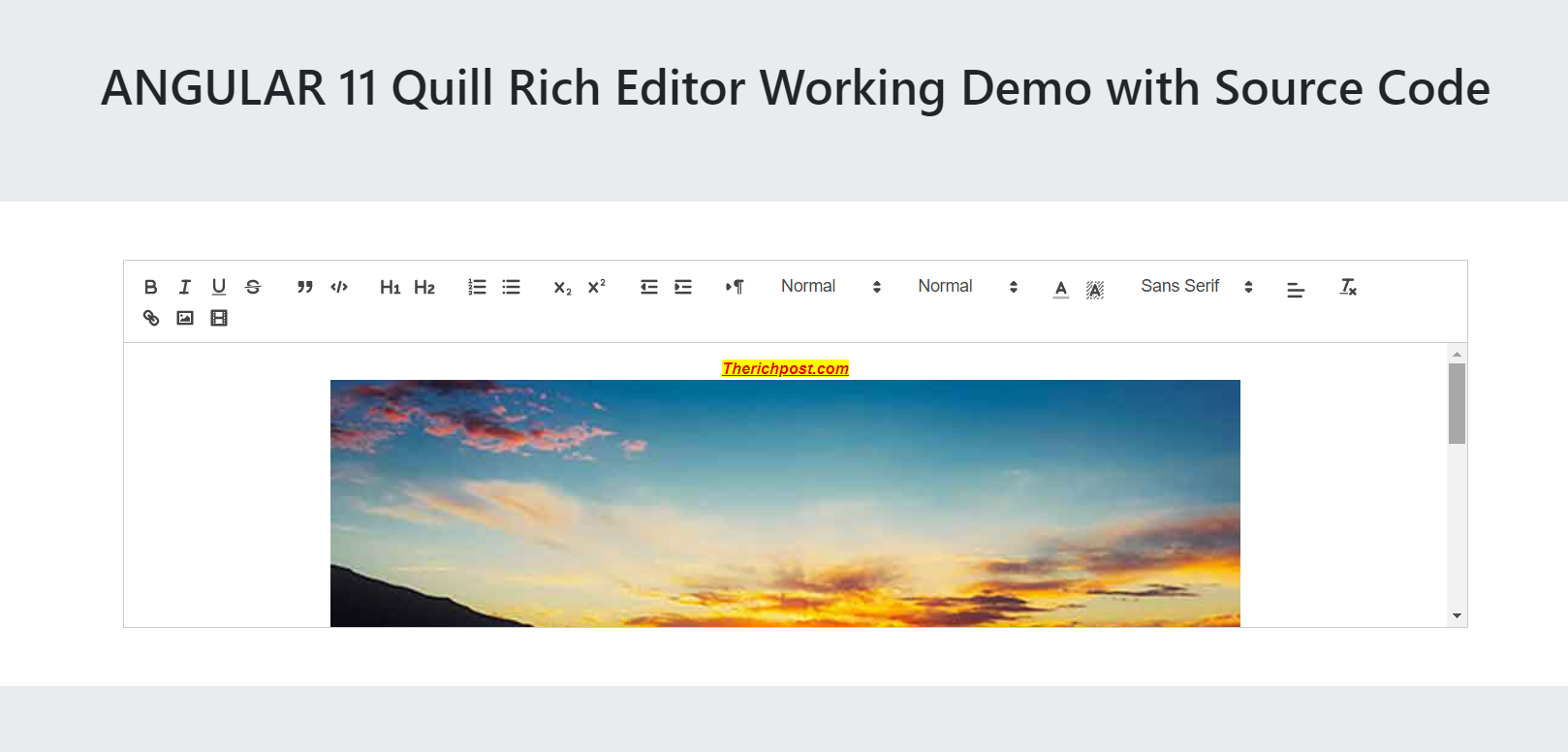 Angular 11 Quill Editor Working Demo with Source Code