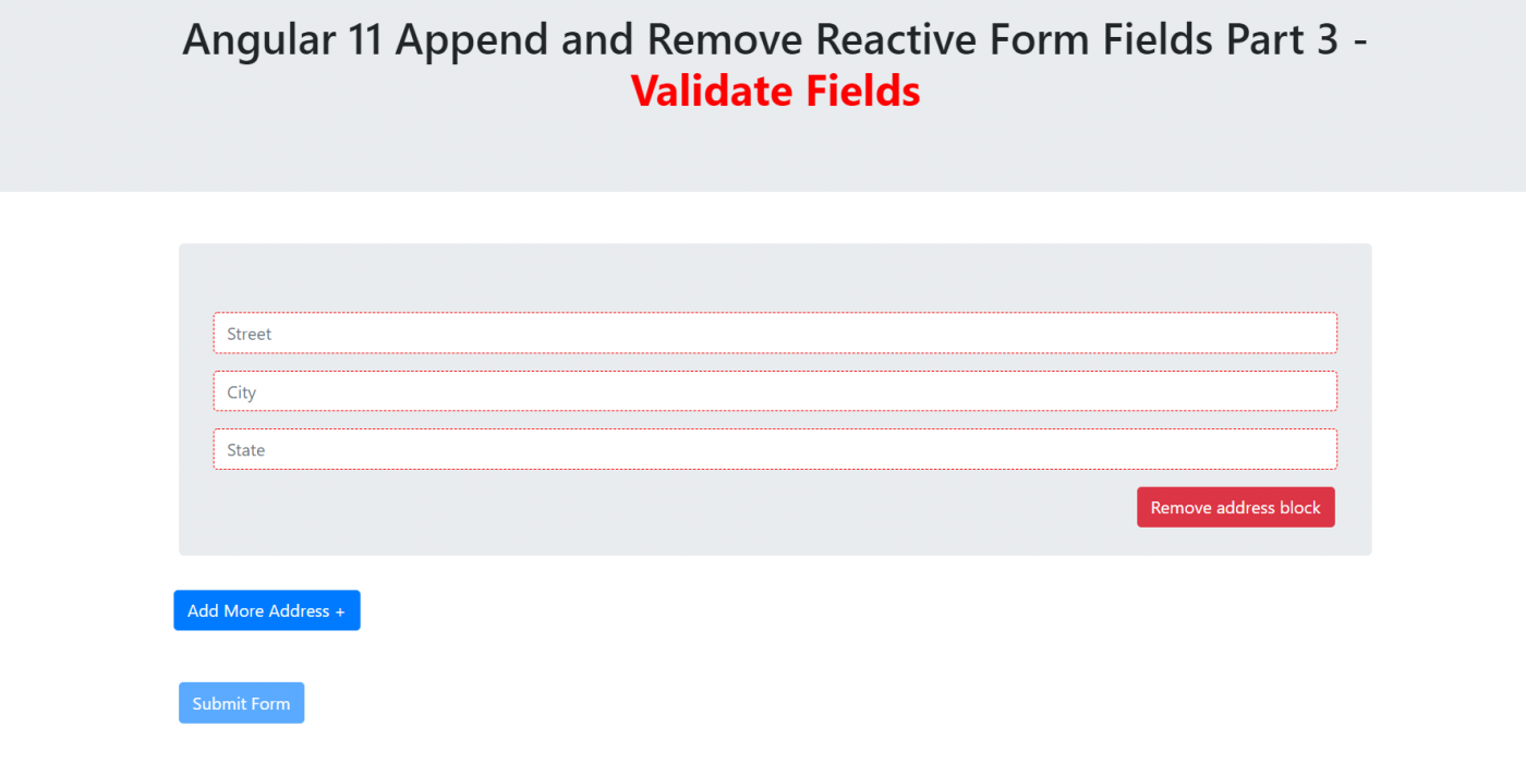 Angular 11 Append Remove Reactive Form Fields Part 3 - Validate Fields