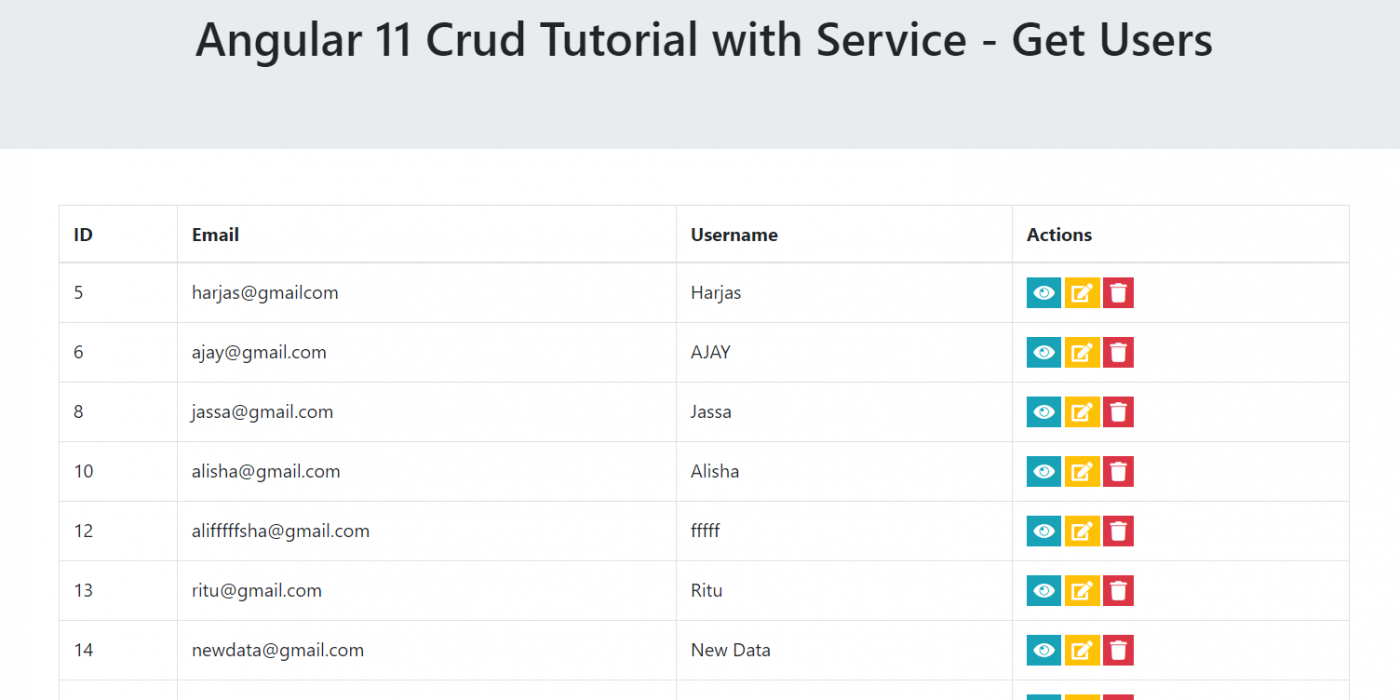 Angular 11 Crud Tutorial with Service - Get Users