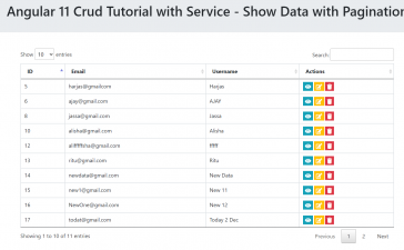 Angular 11 Crud Tutorial with Service - Show Data with Pagination