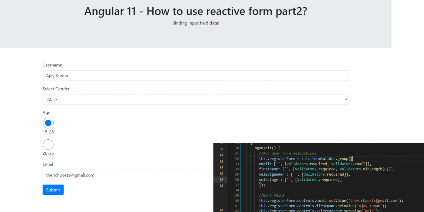 Angular 11 - How to use reactive form part 2 ? Binding Data