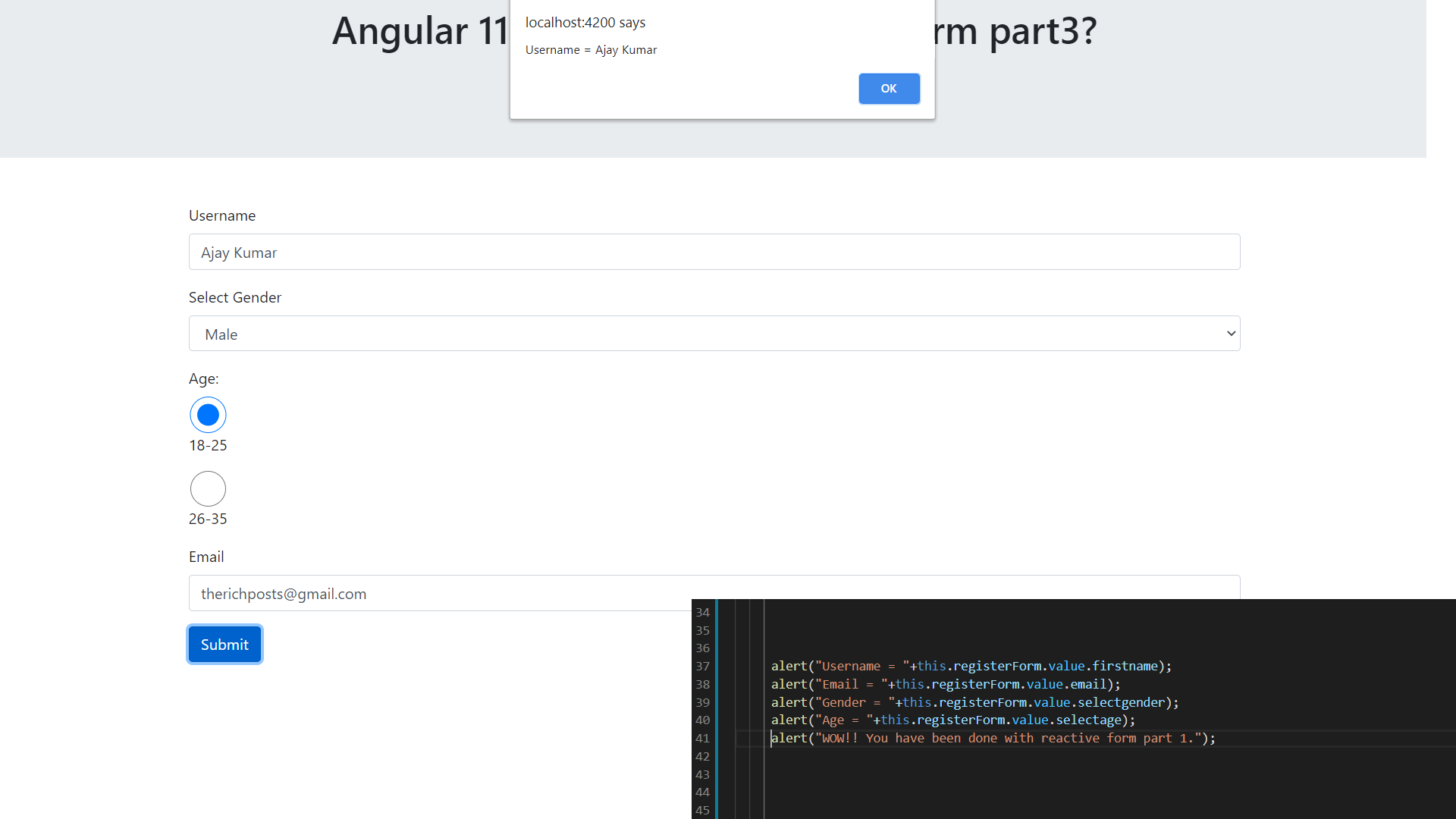 Angular 11 - How use to reactive form part 3? Getting Data