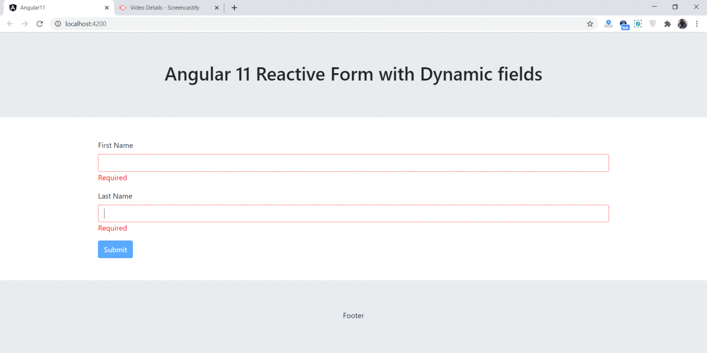 Angular 11 Reactive Form with Dynamic Fields