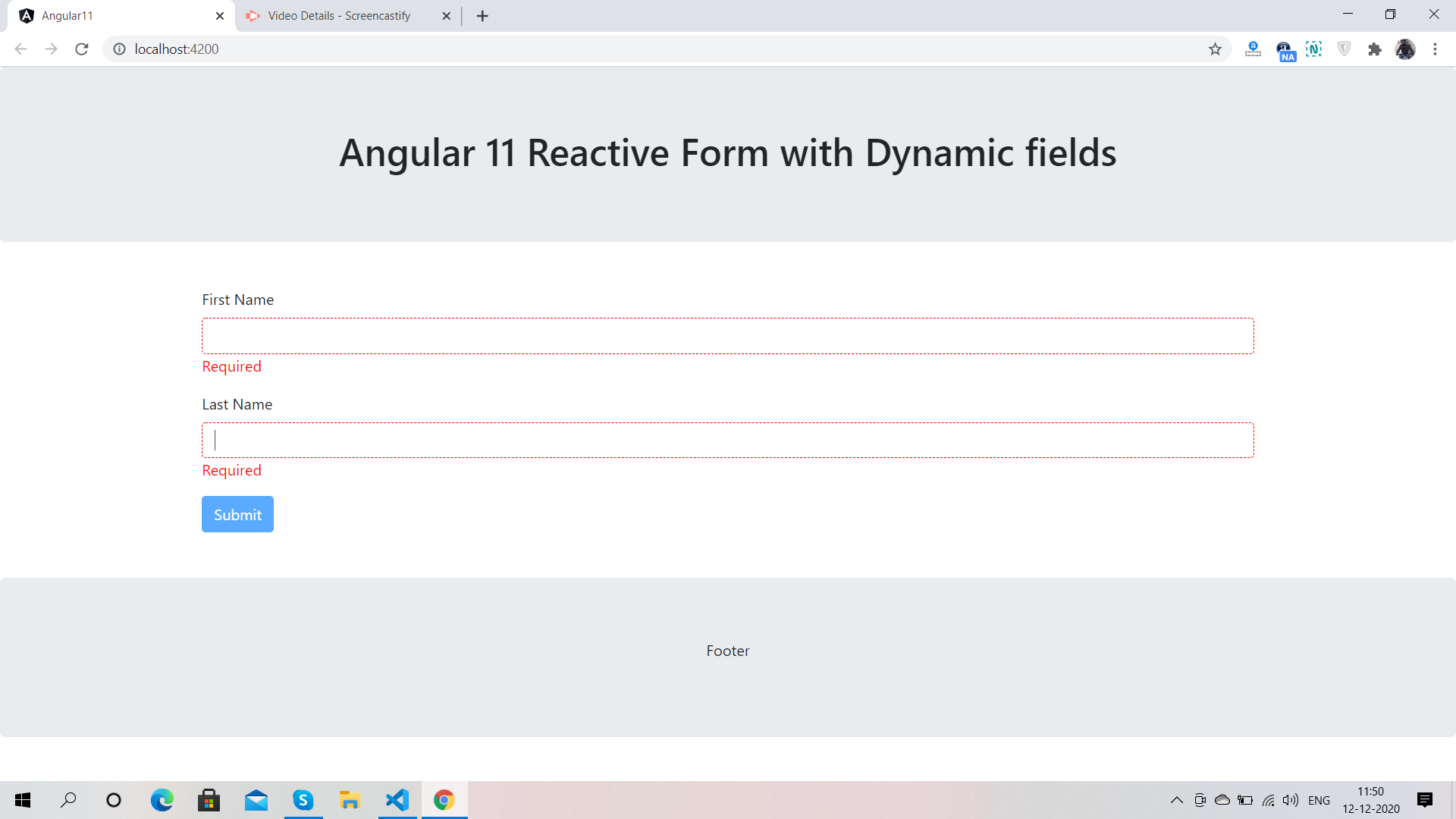 Angular 11 Reactive Form with Dynamic Fields