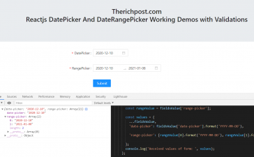 Reactjs Datepicker and Daterangepicker Working Demo with Validations