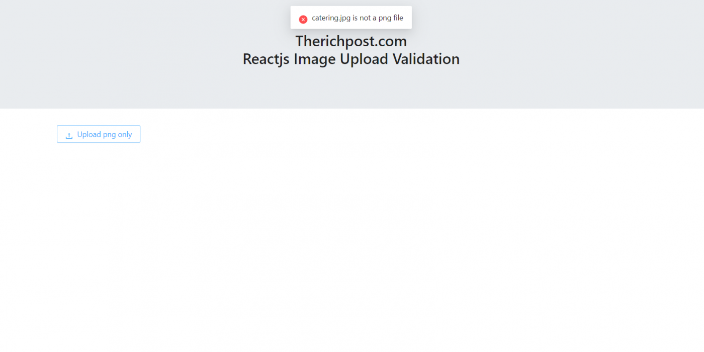 Reactjs Image Upload Validation