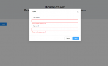 Reactjs Modal Popup Login Form with Validations