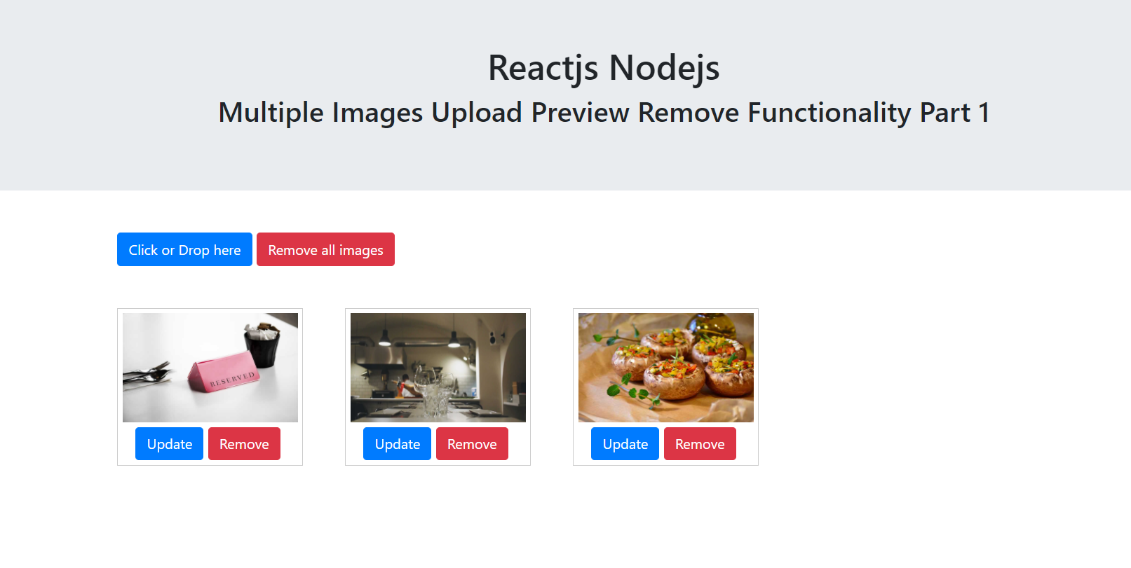 Reactjs Nodejs Multiple Images Upload Preview Remove Functionality Part 1