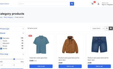 Angular 11 Ecommerce Template Free - Product Listing Page Grid View