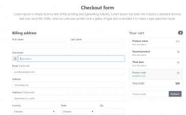 Reactjs Responsive Custom Checkout Form