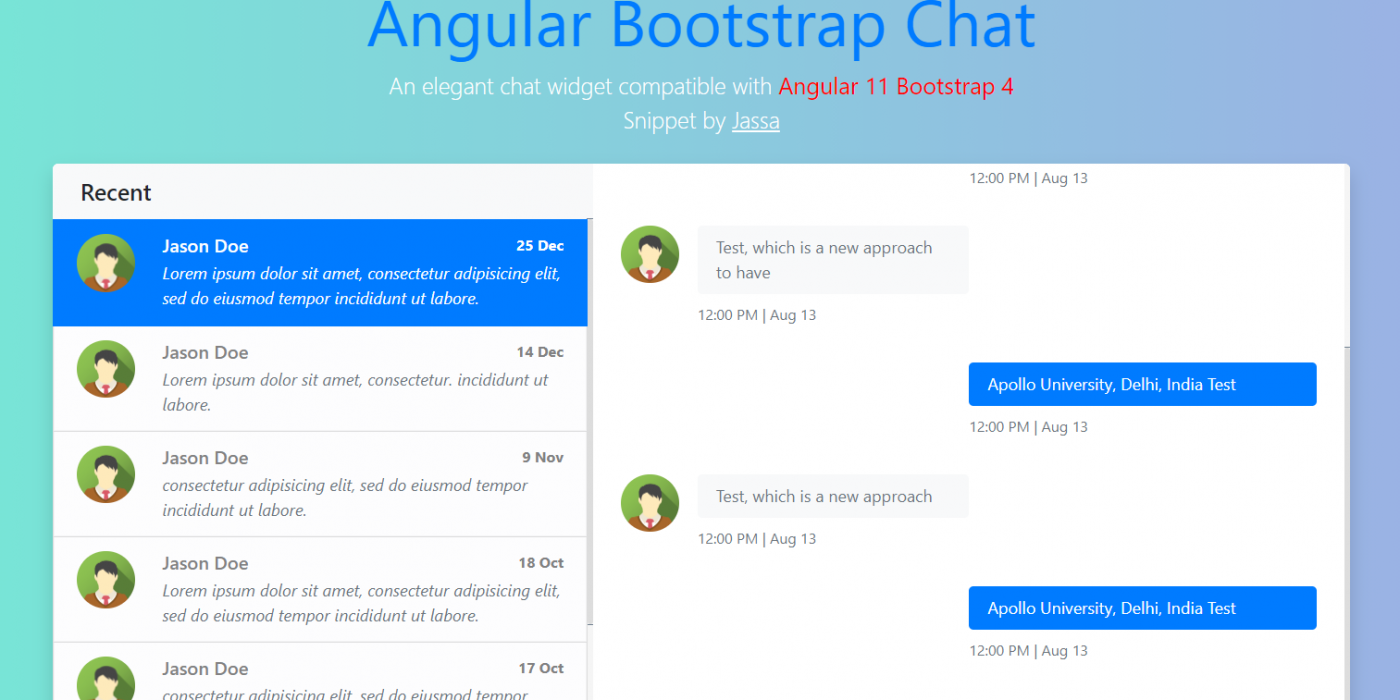 Angular 11 Bootstrap 4 Chat Widget