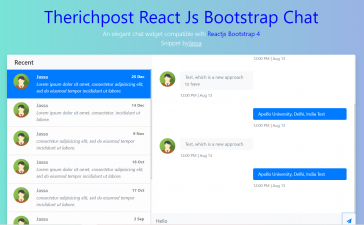 React js Bootstrap 4 Chat Widget