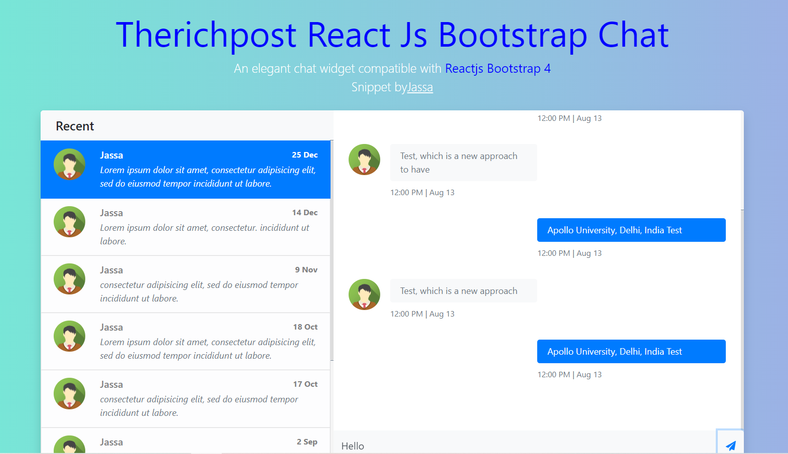 Chat in react